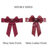 5 Pack | Burgundy | Reversible Chair Sashes with Buckle | Double Sided Pre-tied Bow Tie Chair Bands | Satin & Faux Leather