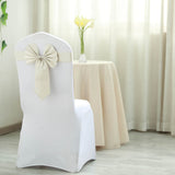 5 Pack | Ivory | Reversible Chair Sashes with Buckle | Double Sided Pre-tied Bow Tie Chair Bands | Satin & Faux Leather