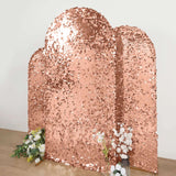 7ft Sparkly Rose Gold Double Sided Big Payette Sequin Chiara Backdrop Stand Cover For Fitted Round