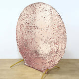 7.5ft Sparkly Blush / Rose Gold Double Sided Big Payette Sequin Round Fitted Wedding Arch Cover