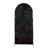 6ft Sparkly Black Double Sided Big Payette Sequin Chiara Backdrop Stand Cover For Fitted Round Top