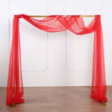 18ft | Red Wedding Arch Drapery Fabric Window Scarf Valance, Sheer Organza Linen