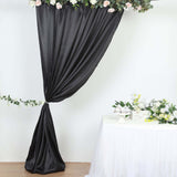 8ftx10ft Black Satin Formal Event Backdrop Drape, Window Curtain Panel