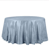 132inch Dusty Blue Accordion Crinkle Taffeta Seamless Round Tablecloth