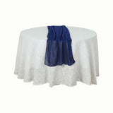 Royal Blue Sparkling Glitter Gauze Table Runner, Reusable Wrinkle Free Sheer Table Runner - 27"x120"