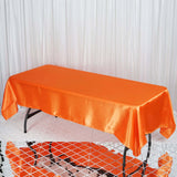 60"x102" Orange Smooth Satin Rectangular Tablecloth