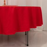 Red Seamless Cotton Linen Blend Round Tablecloth - 90inch