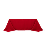 Red Cotton Linen Blend Rectangular Tablecloth Seamless 90x132inch for 6 Foot Table With Floor-Length