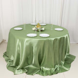 132inch Sage Green Seamless Satin Round Tablecloth