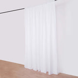 10ft White Dual Layered Sheer Chiffon Polyester Backdrop Curtain With Rod Pockets