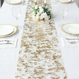 108inch Sparkly Metallic Gold Foil Thin Mesh Polyester Table Runner - 25GSM