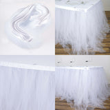 14FT | 4 Layer Tulle Tutu Pleated Table Skirts