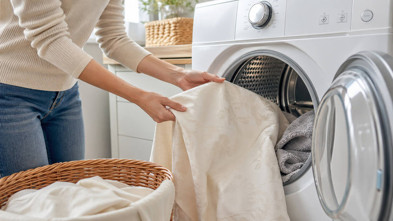 Using Dryer on low heat to prevent wrinkle on Polyester Tablecloth