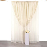 10ft Beige Dual Layered Sheer Chiffon Polyester Backdrop Curtain With Rod Pockets