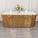 21ft Gold Premium Big Payette Sequin Dual Layered Satin Table Skirt