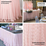 17FT Blush | Rose Gold Premium Pleated Lace Table Skirt