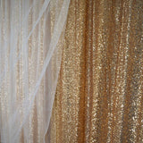 20ftx10ft Premium Gold Chiffon Sequin Event Curtain Drapes, Dual Layer Photo Backdrop Event Panel