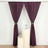 2 Pack Eggplant Polyester Event Curtain Drapes, 10ftx8ft Backdrop Event Panels With Rod Pockets