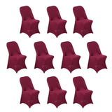 10 Pack Burgundy Spandex Folding Slip On Chair Covers, Stretch Fitted Chair Covers - 160 GSM#whtbkgd