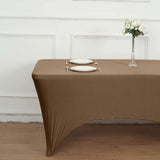 6ft Taupe Spandex Stretch Fitted Rectangular Tablecloth