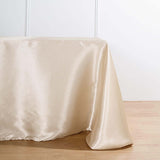 90"x156" Beige Satin Rectangular Tablecloth