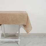 54"x54" Natural Faux Burlap Square Tablecloth, Boho Chic Jute Table Linen