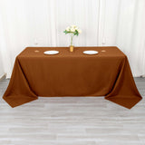 72"x120" Cinnamon Brown Polyester Rectangle Tablecloth, Reusable Linen Tablecloth