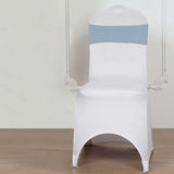 5 pack | 5Inchx14Inch Dusty Blue Spandex Stretch Chair Sash with Silver Diamond Ring Slide Buckle