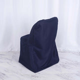 Navy Blue Polyester Folding Chair Cover, Reusable Stain Resistant Slip On Chair Cover