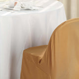 Gold Polyester Folding Chair Cover, Reusable Stain Resistant Slip On Chair Cover