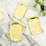 Metallic Gold 6inch Small Paper Cardboard Serving Trays, Rectangle Party Platters Scalloped Rim