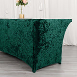 6ft Hunter Emerald Green Crushed Velvet Spandex Fitted Rectangular Table Cover