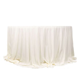 132inch Ivory Premium Scuba Round Tablecloth, Wrinkle Free Polyester Seamless Tablecloth