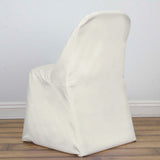 Ivory Polyester Folding Round Chair Cover, Reusable Stain Resistant Chair Cover