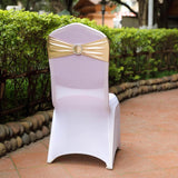 5 pack Metallic Champagne Spandex Chair Sashes With Attached Round Diamond Buckles