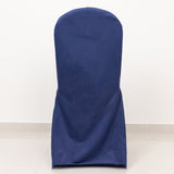 Navy Blue Stretch Slim Fit Scuba Banquet Chair Cover, Wrinkle Free Durable Slip On Chair Cover