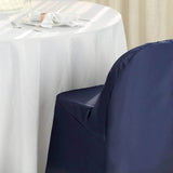 10 Pack Navy Blue Polyester Folding Chair Covers, Reusable Stain Resistant