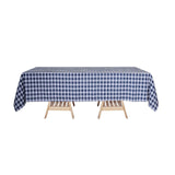 60"x126" White Navy Blue Buffalo Plaid Rectangle Tablecloth, Checkered Polyester Tablecloth