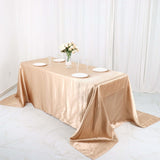 90x132inch Nude Satin Seamless Rectangular Tablecloth