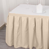 21ft Nude Pleated Polyester Table Skirt, Banquet Folding Table Skirt