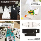 50 Pc Set | Wedding Dress & Tuxedo Shower Party Favor Candy Gift Boxes with Ribbon Ties