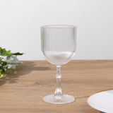 12 Pack Clear Ribbed Reusable Plastic Wine Goblets