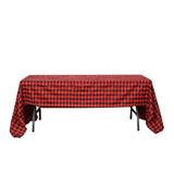 60"x126" Black Red Buffalo Plaid Rectangle Tablecloth, Checkered Polyester Tablecloth