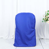 Royal Blue Polyester Folding Chair Cover, Reusable Stain Resistant Slip On Chair Cover