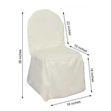 Ivory Polyester Banquet Chair Cover, Reusable Stain Resistant Slip On Chair Cover