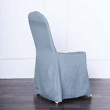 10 Pack Dusty Blue Polyester Banquet Chair Covers, Reusable Stain Resistant Slip On Chair Covers