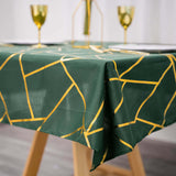 54"x54" Hunter Emerald Green Polyester Square Overlay With Gold Foil Geometric Pattern