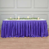 21ft Purple Pleated Polyester Table Skirt, Banquet Folding Table Skirt