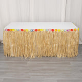 9FT Natural Raffia Table Skirt, Tropical Table Skirts for Hawaiian Decoration