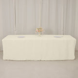 Ivory Fitted Premium Polyester Rectangle Tablecloth 8ft Table Cover